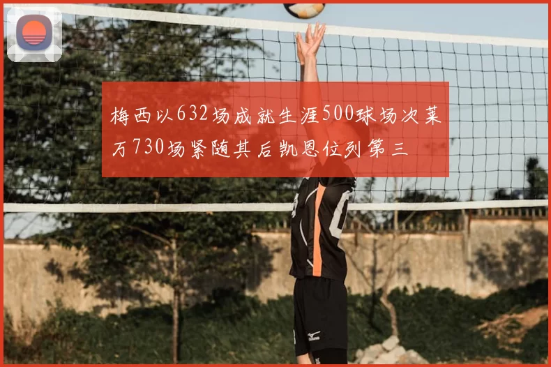 梅西以632场成就生涯500球场次莱万730场紧随其后凯恩位列第三